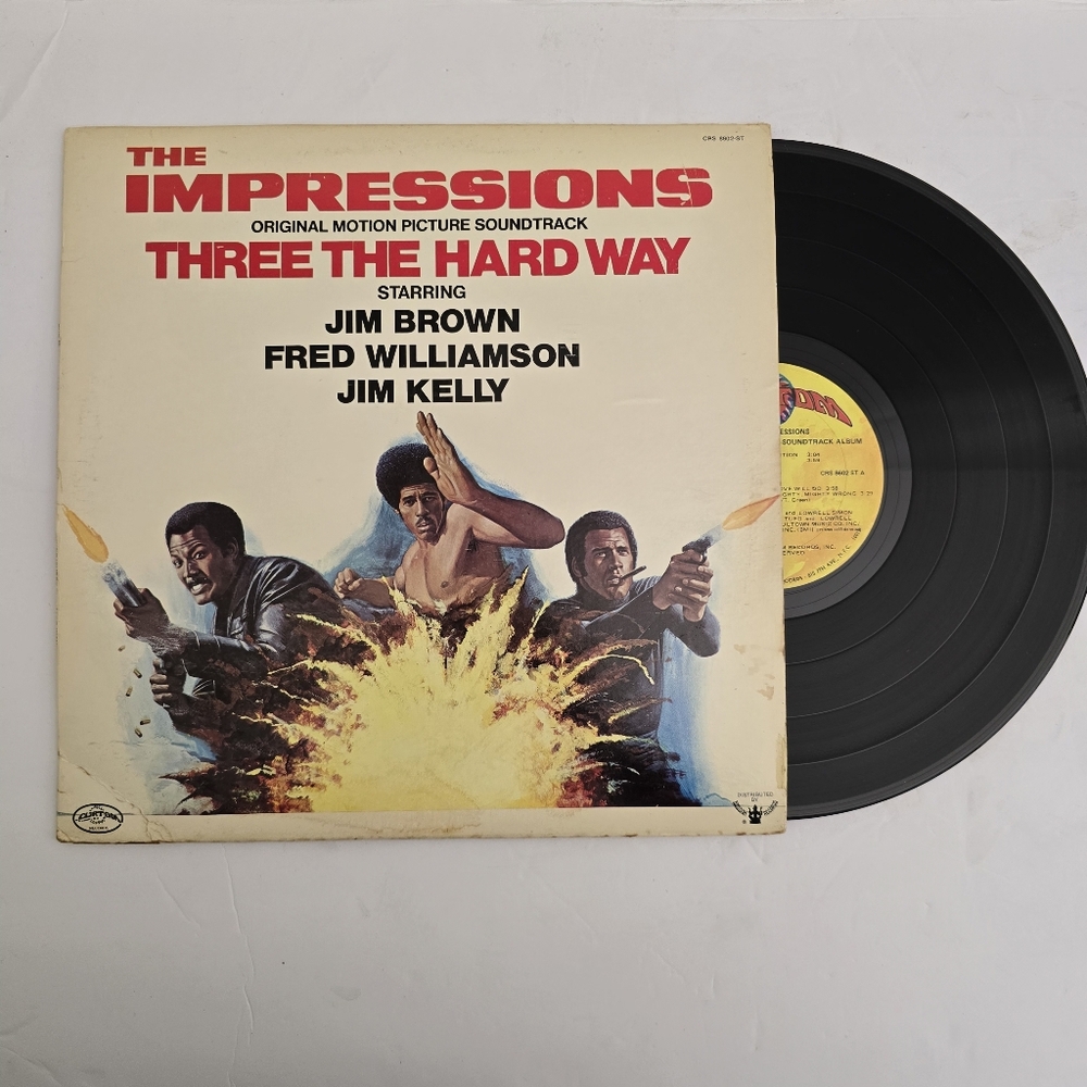 THE IMPRESSIONS three the hardway Soundtrack Curtom 1974 Vinyl LP blaxploitation